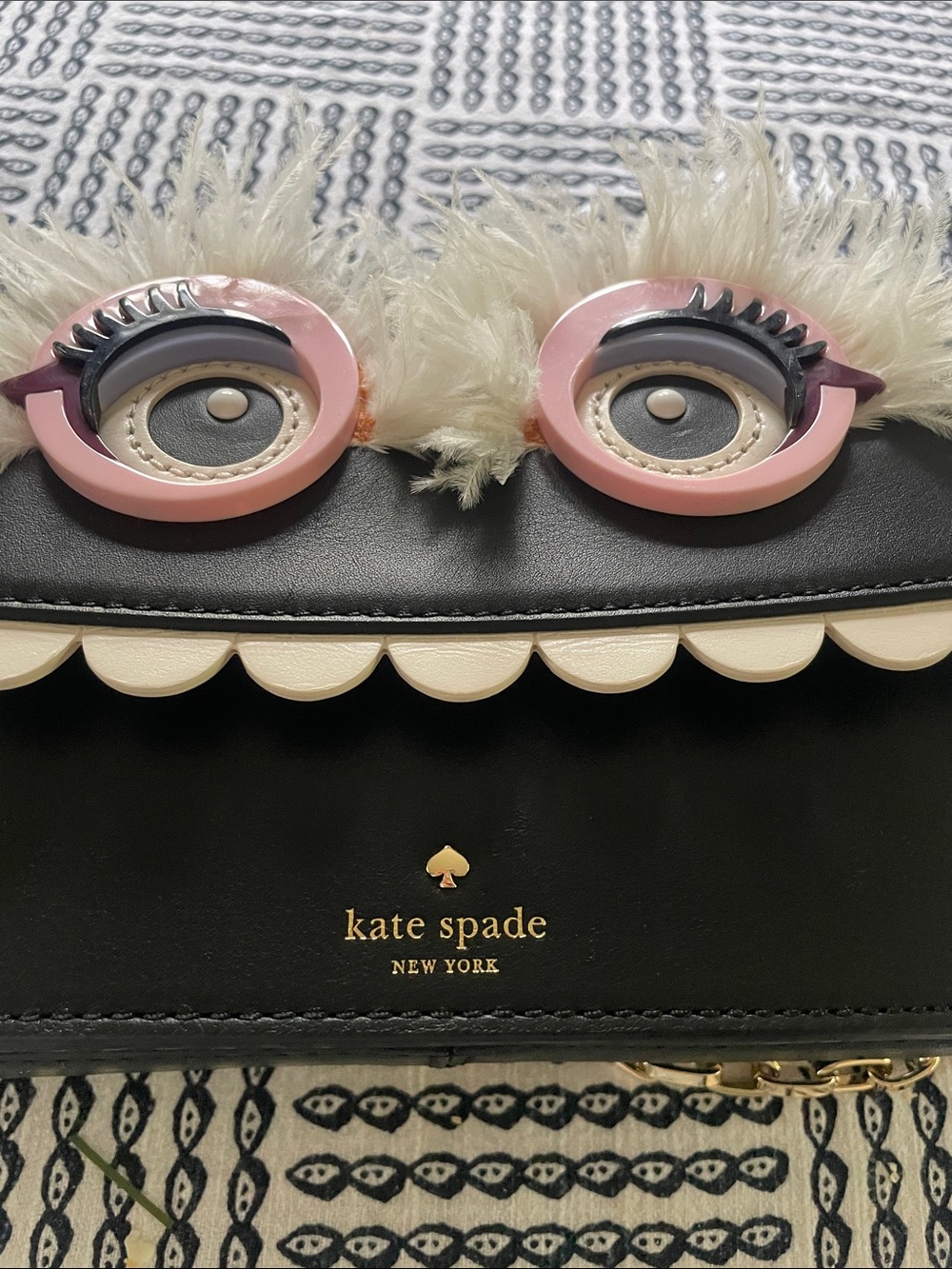 kate spade Black Crossbody with Pink Faux-Fur Eye Details - Picture 12 of 13